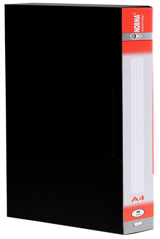 Папка з файлами NORMA (5030-09N), PP, А4, чорна, 800/25 мкм, 80 файлів+бокс